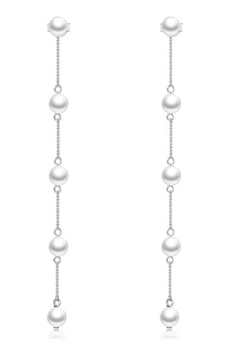 Tassel Pearl Dangle Earrings Silver Earrings With Artificial