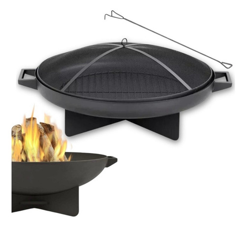 Braseiro Redondo Lareira Externa 80cm Serve Como Churrasquei