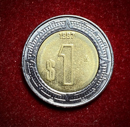 Moneda 1 Peso Mexico 1997 Km 603 Bimetalica