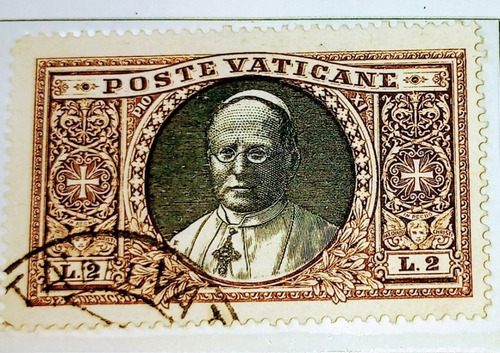 Estampilla Vaticano Yt.55 -2 Liras Pio Xi Usada 1933