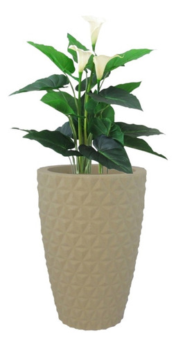 Vaso De Planta Coluna Redonda 3d 36x24x49 Cor Bege