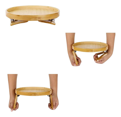 Bandeja Mesa Auxiliar Apoya Brazos Sillon Bambu Minimalista Marrón Claro