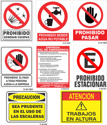 Combo Carteles Señalización Interior Personalizados C-02-132 Dorado