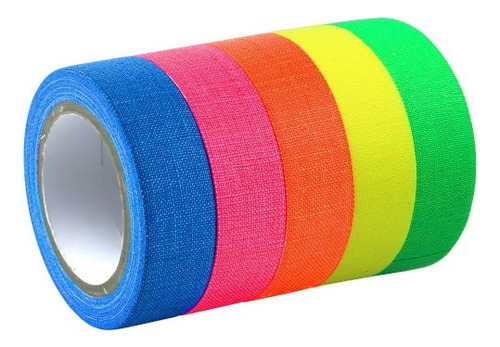 A 5 Pcs Cinta Adhesiva Fluorescente 1,3 Cm X5m Color Neón