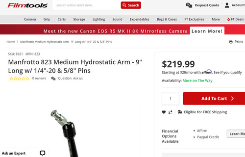 Brazo Tripode Variable Manfrotto 823 Hidrostatico