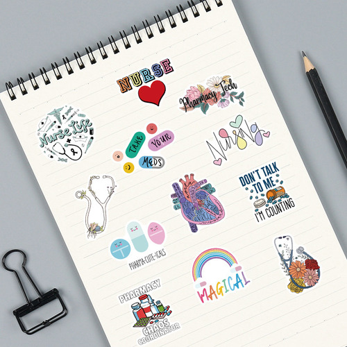. Pegatinas De Boticario De Enfermería Con Dibujos Animados