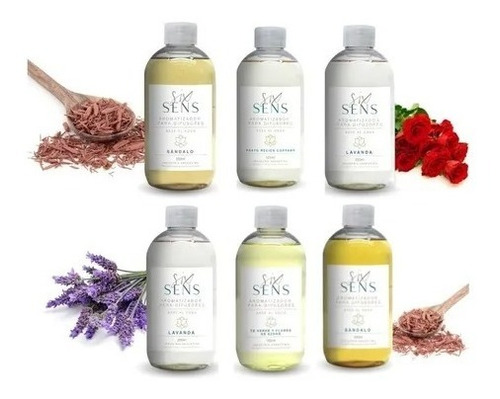 Kit X 6 Esencias Al Agua Para Difusor Aromático 250 Ml C/ U