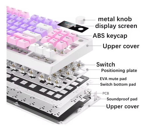 Teclado Yk830 Rgb Retroiluminado Para Computadores Branco Inglês Us