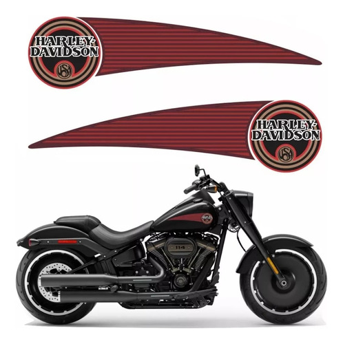 Par Adesivo Tanque Para Harley Davidson Custom 13384 Cor Vermelho