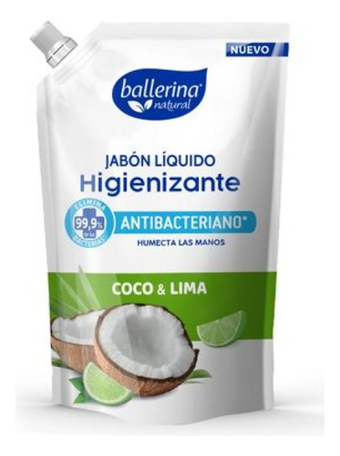 Ballerina Jabon Antibacterial Coco Lima Dp X 750 Ml Pack X 3