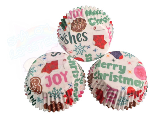 * Capacillos Navidad Merry Christmas Joy Cupcakes Fondant