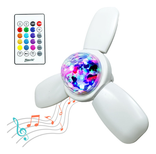 Foco Lámpara Con Bocina Led Rgb 3 Aspas 20w Mavrik 14207