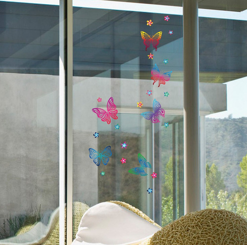 Imagen 3 de 5 de Vinilos Decorativos Mariposas De Colores Efecto Vitro