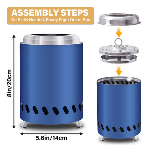 Hoguera De Mesa Portátil Sin Humo Para Exteriores Azul