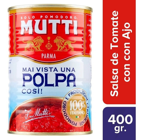Salsa De Tomate Con Ajo 400 Gr. Polpa Aglio Fina Italia