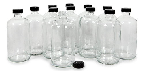 Botellas Vidrio Transparente 16 Oz Con Tapas