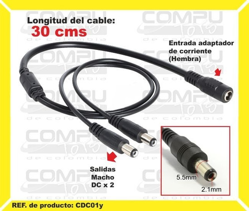 Cable (y) Derivador Plug 5.5mm 1x2 Ref: Cdc01y Computoys Sas