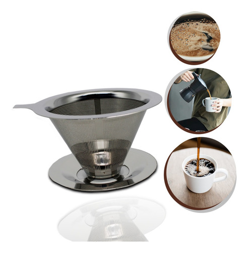 Imagem 2 de 7 de Coador Filtro Café Reutilizável Inox Pequeno Sem Filtro 101