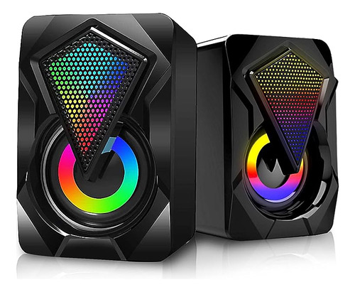 Altavoces Rgb Para Computadora Escritorio Estereo 2 Alimenta