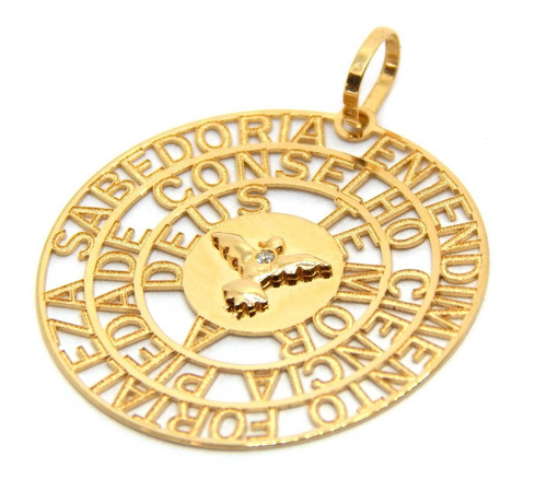 Pingente Mandala Divino Em Ouro 18k Com Diamante 22mm