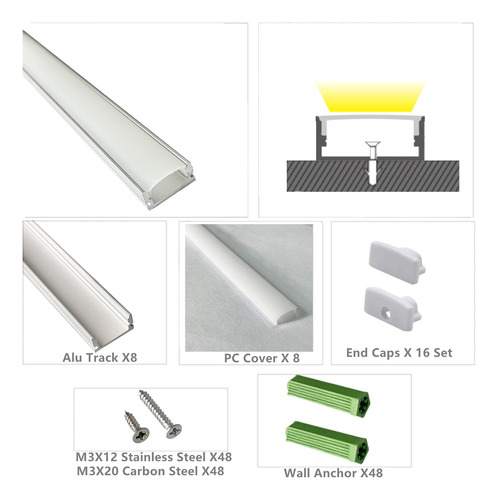 Difusor De Canal Led En Forma De U De 6.56 Pies Preperforado