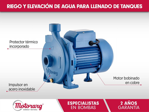 Imagen 4 de 9 de Bomba Centrifuga Motorarg Bc 100m 1 Hp Elevadora Agua 32mts