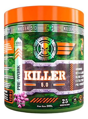 Killer 5.0 300 Grs Pre Workout Generation Fit Oxido Nitrico