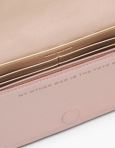 Bolsa Marc Jacobs The Leather Mini 2s4smn080s02 Acabado De Los Herrajes Oro Color Rosa Claro Correa De Hombro Rosa Claro Diseño De La Tela Lisa