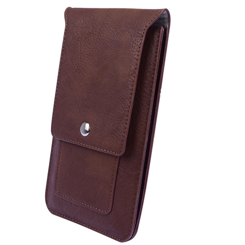 Marrón Pu Cuero Caso Correa Clip Holster Para Motorola Moto 