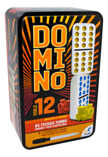 Domino Doble 12, Cubano Original, Con 4 Trenes Caja Metalica