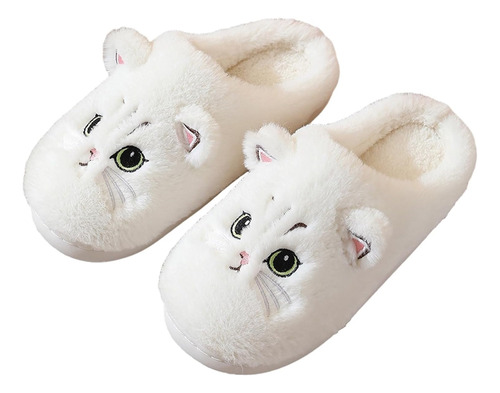 Zapatillas De Gato Peludas For Mujer, Suaves Y Cálidas