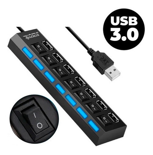 Régua Hub Usb 3.0 Diversas Entradas 7 Portas Usb Mouse Hd 