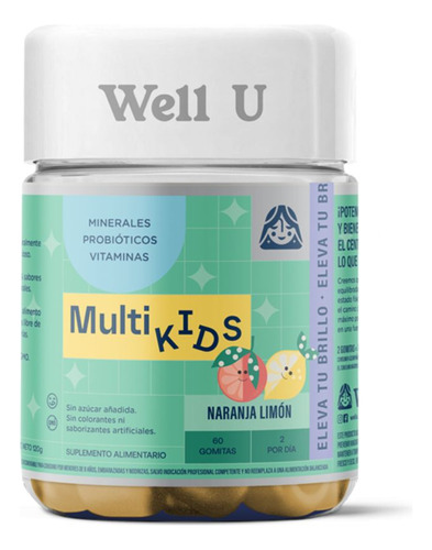Gomitas Multivit + Probioticos Para Niños 60un Well U
