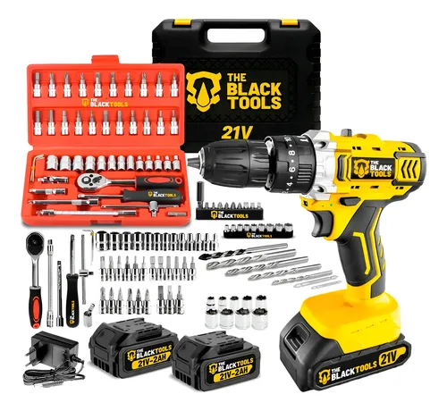 Furadeira Parafusadeira De Impacto 2 Baterias 21v + 46 Peças