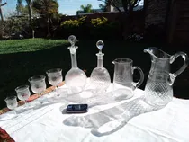 Comprar Lote 46 Antiguas Copas 2 Jarras Y Licoreras Cristal Tallado