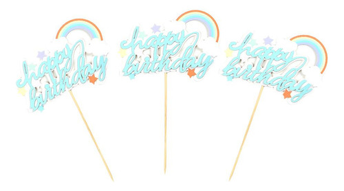 3x Glitter Birthday Globo De Aire Caliente Cupcake Picks