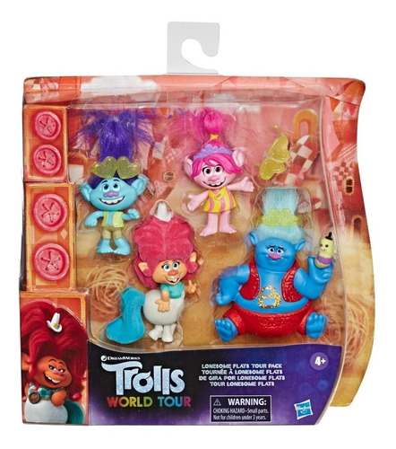 Imagen 2 de 2 de Set 4 Figuras Trolls 2 Gira Mundial Poppy Juguete Hasbro