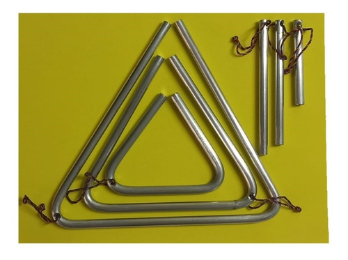 Kit Triángulos Musicales Infantiles 18cm 13cm 9cm Aluminio 