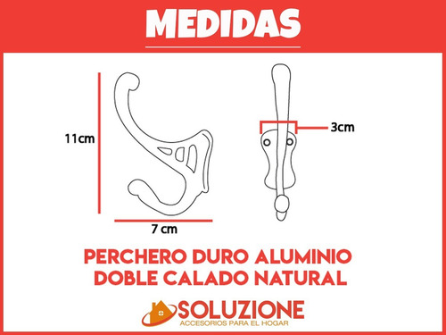 Perchero Duro Aluminio Doble Calado Natural El Mas Vendido!!