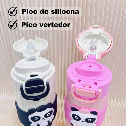Botella Térmica Infantil Doble Pico Acero Inoxidable 520 Ml Blanco