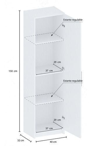 Imagen 4 de 4 de Despensero 1 Puerta Línea Clásica Dis1