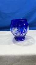 Comprar Florero En Cristal Tallado Color Azul Vintage Retro Azul Tallado