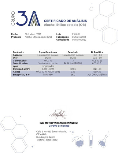 Imagen 4 de 4 de Alcohol Etílico 96° Potable De Caña 5 L Envio Gratis Gdl