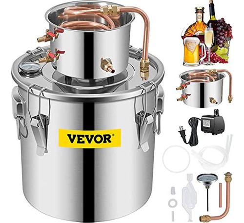 Vevor Alcohol Still 9.6gal 38l, Kit De Destilería Con Bomba 