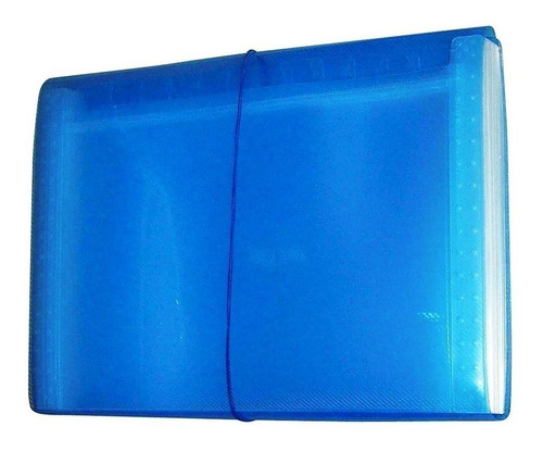 Pasta Duplicata Sanfonada 12 Divisórias Transparente Acp Cor Azul