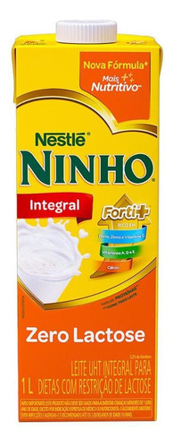 Leite UHT Integral Zero Lactose Nestlé Ninho Forti+ Caixa com Tampa 1l