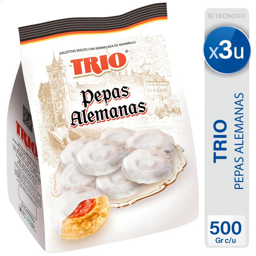 Galletitas Pepas Trio Alemanas Dulces Mejor Precio - Pack X3