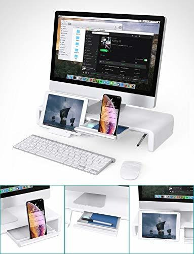 Organizador De Escritorio Soporte Elevador Monitor Blanco