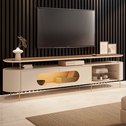 Rack Lyam Decor Sâmia Para Tv Até 85 Off White/castanho De Mdf