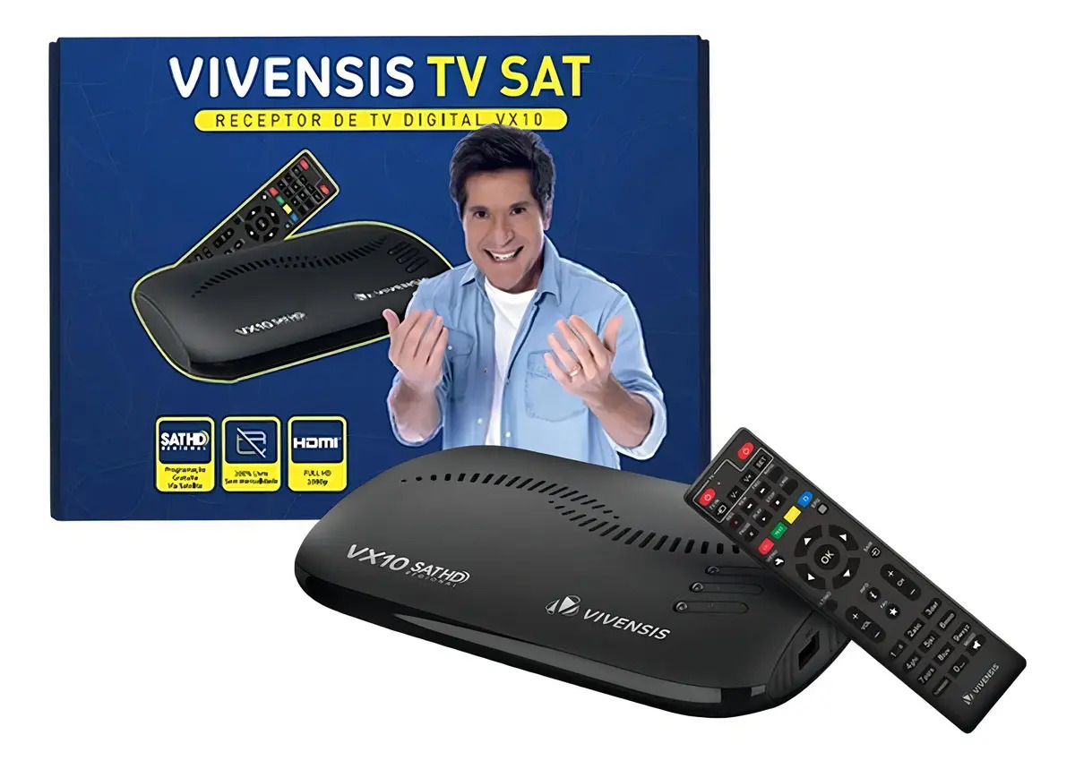 Receptor Digital Banda Ku Lnb Universal Vivensis Vx10 Tv Hd Cor Preto